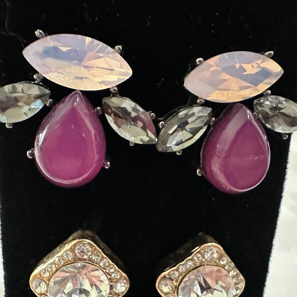 Four Pair Rhinestone Stud Earrings - image 7